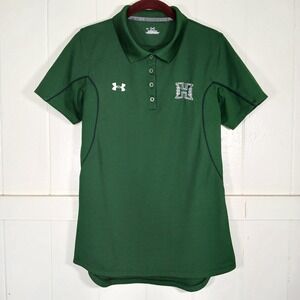 Under Armour Hawaii Rainbow Warriors Polo Shirt Womens Medium Green HeatGear